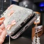 iPhone XR Black Butterfly Glitter Case - Image 6