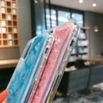 iPhone X XS Blue Glitter Gel Case - Image 9