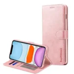 iPhone 11 Rose Gold   Leather Wallet Flip Case