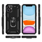 iPhone 11 Black Shockproof Magnetic Car Mount Ring Case - Image 3