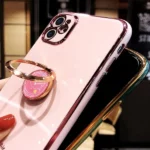 iPhone 11 Pro Max Pink Electroplated Ring Case - Image 7
