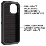 iPhone 14 Rugged Armor Defender Shockproof Case – Black - Image 3