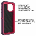 iPhone 14 Purple Rugged Armor Defender Heavy Duty Case - Image 3