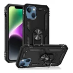 iPhone 14 Black Magnetic Ring Rugged Shockproof Back Cover - Image 2