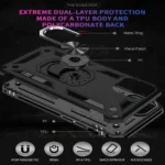 iPhone 14 Black Magnetic Ring Rugged Shockproof Back Cover - Image 3