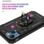 iPhone 14 Black Magnetic Ring Rugged Shockproof Back Cover - Image 5