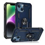 iPhone 14 Blue Magnetic Ring Rugged Shockproof Back Cover