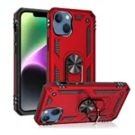 iPhone 14 Red Magnetic Ring Rugged Shockproof Protective Back Cover