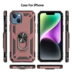 iPhone 14 Rose Gold Magnetic Ring Rugged Shockproof Back Cover - Image 3