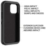 iPhone 14 Plus Black Rugged Armor Defender Heavy Duty Case - Image 5