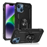 iPhone 14 Plus Black Magnetic Ring Rugged Shockproof Back Cover