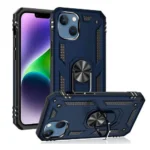 iPhone 14 Plus Blue Magnetic Ring Rugged Shockproof Back Cover