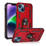 iPhone 14 Plus Red Magnetic Ring Rugged Shockproof Back Cover