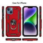 iPhone 14 Plus Red Magnetic Ring Rugged Shockproof Back Cover - Image 2