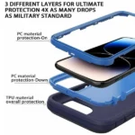 iPhone 14 Pro Blue Rugged Armor Defender Heavy Duty Shockproof Case - Image 4