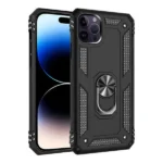 iPhone 14 Pro Black Magnetic Ring Rugged Shockproof Back Cover