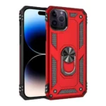 iPhone 14 Pro Red Magnetic Ring Rugged Shockproof Back Cover - Image 2