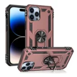 iPhone 14 Pro Rose Gold Magnetic Ring Rugged Shockproof Back Cover