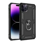 iPhone 14 Pro Max Black Magnetic Ring Rugged Shockproof Back Cover