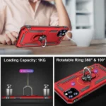 iPhone 14 Pro Max Red Magnetic Ring Rugged Shockproof Back Cover - Image 3