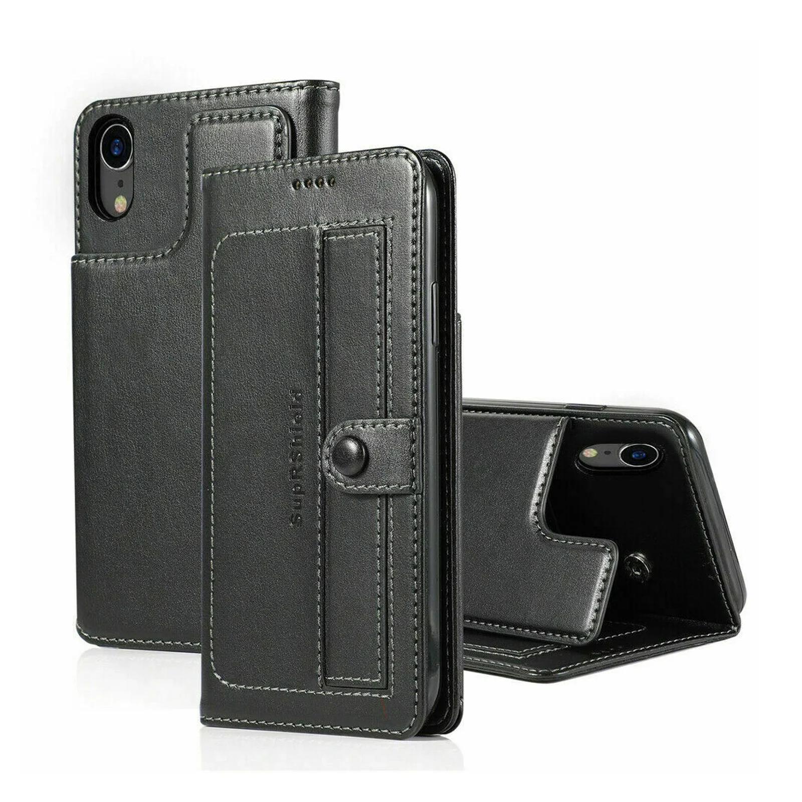 Black iPhone 12 Pro Max Black Wallet Case - Image 1