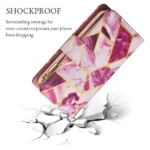 iPhone 14 Pro Purple Marble Wallet Case with Card Holder Flip Cover - Image 2