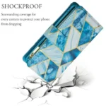 iPhone 14 Plus Blue Marble Wallet Case with Card Holder and Flip Cover - Image 2
