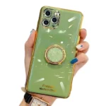 iPhone 11 Pro Green Ring Holder Case with Electroplated Finish