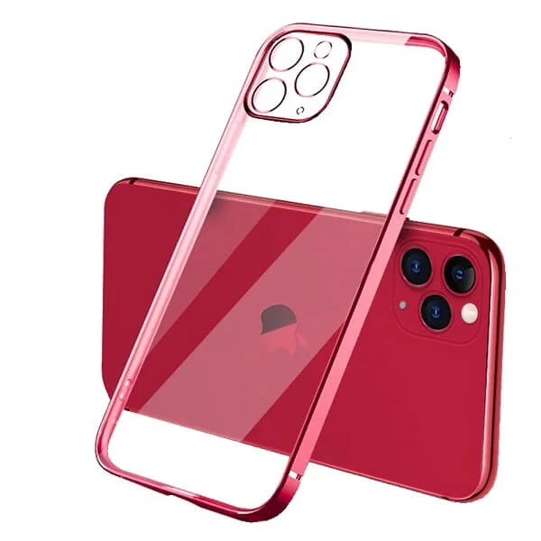 For-Apple-iPhone-11-Pro-Smart-Shockproof-Luxury-Stream-Electro-Plating-Clear-Elegant-Case-Cover-Red-1 iPhone 11 Pro Red Electroplated Clear Case - Image 1