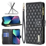 iPhone 13 Leather Zipper Wallet Case – Black