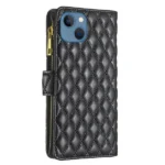 iPhone 13 Leather Zipper Wallet Case – Black - Image 3
