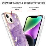 iPhone 14 Purple Flower Pattern Marble Slim Protective Case - Image 4