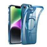 iPhone 14 Blue MagSafe Magnetic HaloLock Clear Protective Case - Image 2