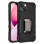 iPhone 14 Black Magnetic Ring Rugged Shockproof Case - Image 2