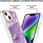 iPhone 14 Plus Purple Flower Pattern Marble Slim Protective Case - Image 4
