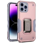 iPhone 14 Pro Max Rose Gold Magnetic Ring Rugged Shockproof Case