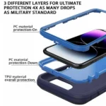 iPhone 14 Pro Max Blue Rugged Armor Defender Heavy Duty Shockproof Case - Image 4