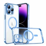 iPhone 14 Pro Max Blue MagSafe HaloLock Magnetic Clear Protective Case