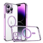 iPhone 14 Pro Purple MagSafe HaloLock Magnetic Clear Protective Case - Image 2