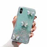 iPhone XS Green Butterfly Glitter Case
