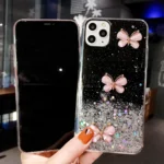 iPhone 11 Black Glitter Butterfly Wrist Strap Case - Image 3