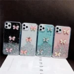 iPhone 11 Pro Green Glitter Butterfly Case with Wrist Strap - Image 9