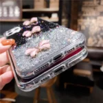 iPhone 11 Pro Green Glitter Butterfly Case with Wrist Strap - Image 4