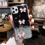 iPhone 11 Pro Max Black Glitter Butterfly Wrist Strap Case - Image 7