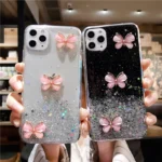 iPhone 11 Pro Max Black Glitter Butterfly Wrist Strap Case - Image 9