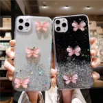 iPhone 11 Black Glitter Butterfly Wrist Strap Case - Image 8