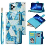 iPhone 13 Pro Marble Wallet Case – Blue