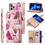 iPhone 13 Pro Marble Wallet Case – Purple