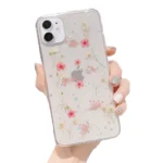 iPhone 11 Pink Dry Flower Glitter TPU Case