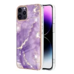 iPhone 14 Pro Max Purple Flower Pattern Marble Slim Protective Case - Image 4